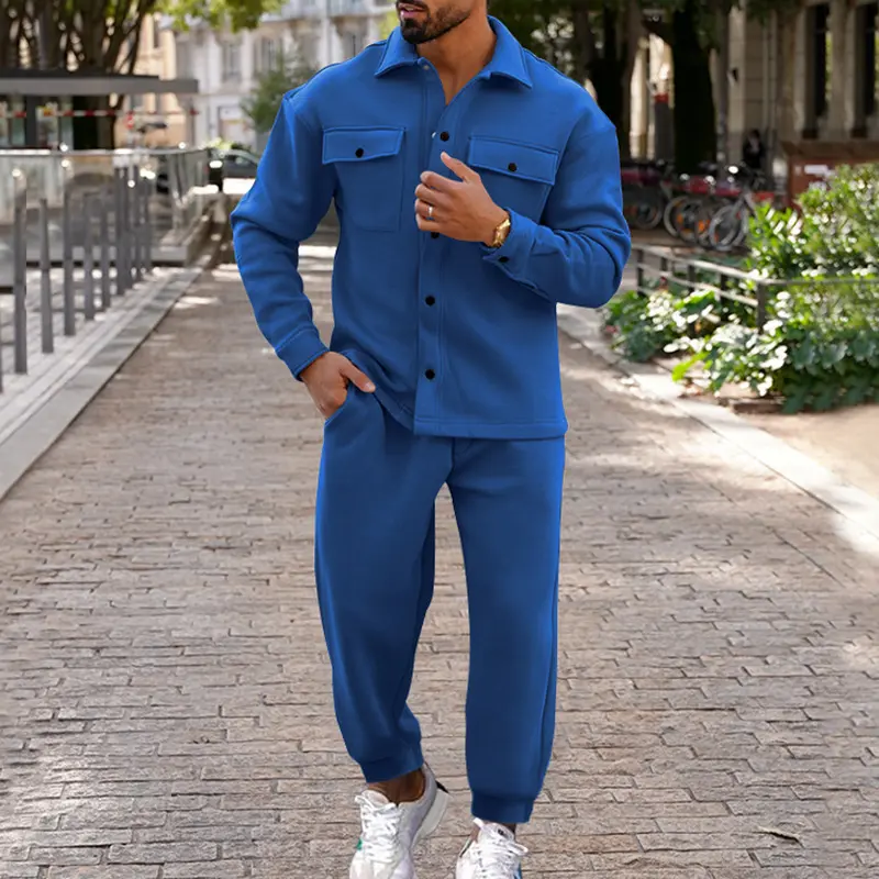 Suede Single-breasted Solid Color Slim Fit Two-piece