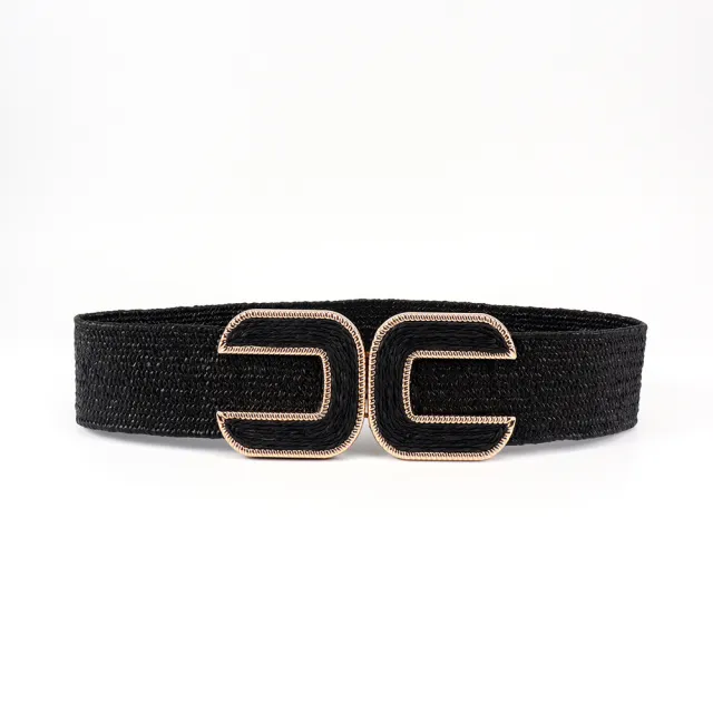 Elastic Waistband Women's Design Sense Niche Straw Elastic Black - Shop at LoveMi