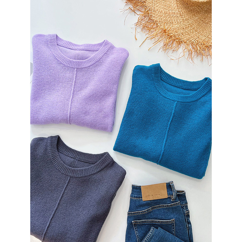 Round Neck Lazy Large Design Front And Rear Drum Seam Three-dimensional Top