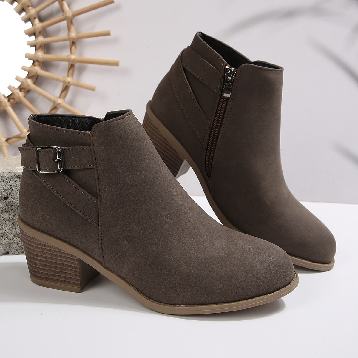 Suede Side-Zip Ankle Boots, picture 3 of 5