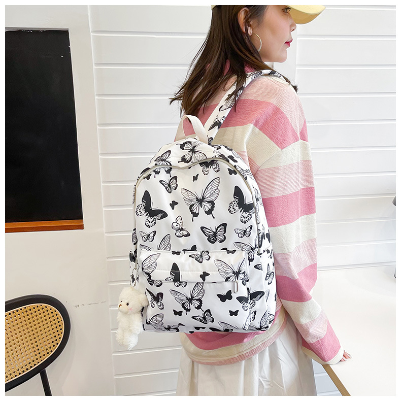 Butterfly Pattern Korean High School Student Backpack Women Without Pendant