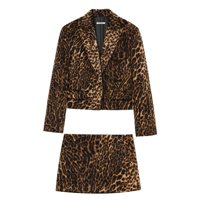 Animal Print Velvet Short Suit Coat Skirt Suit Suit Xs - Shop at LoveMi
