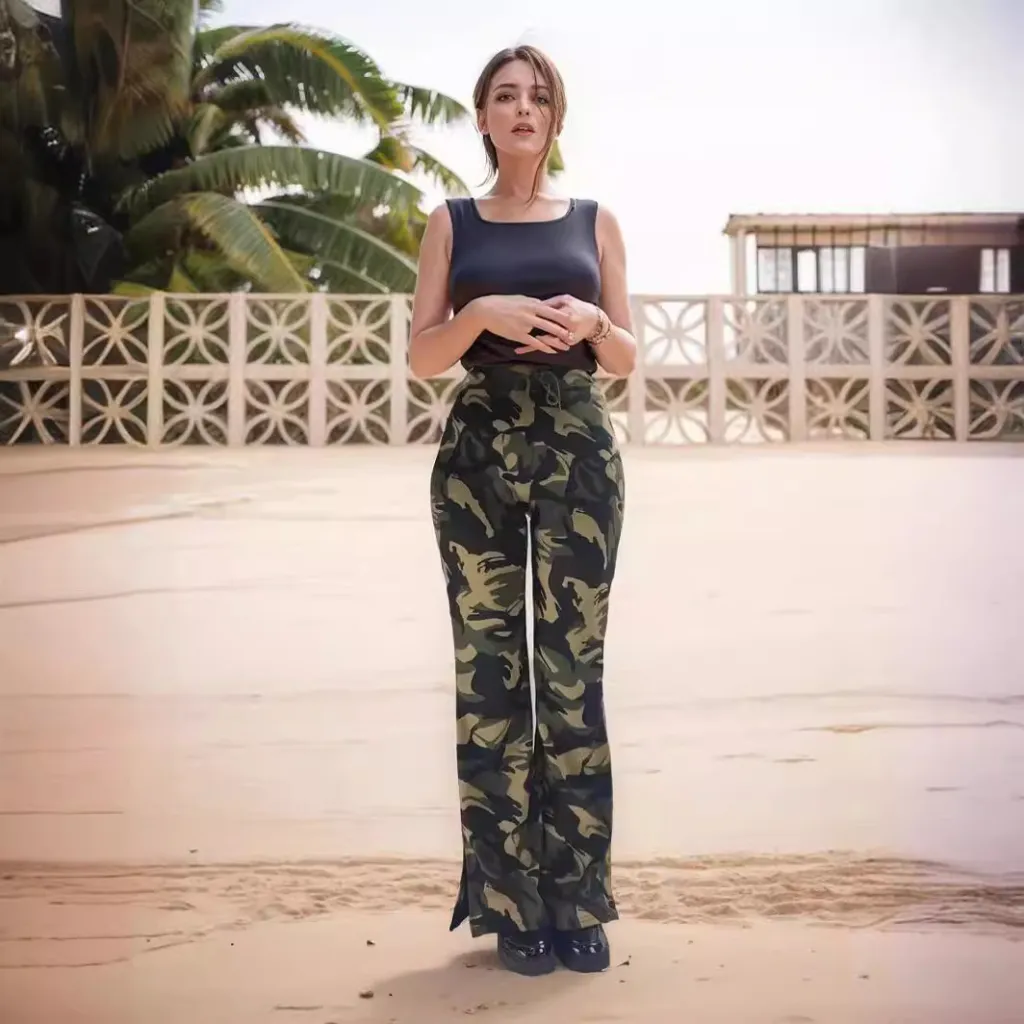 Split Trousers Street Trend Women's Casual Pants - Camouflage-L