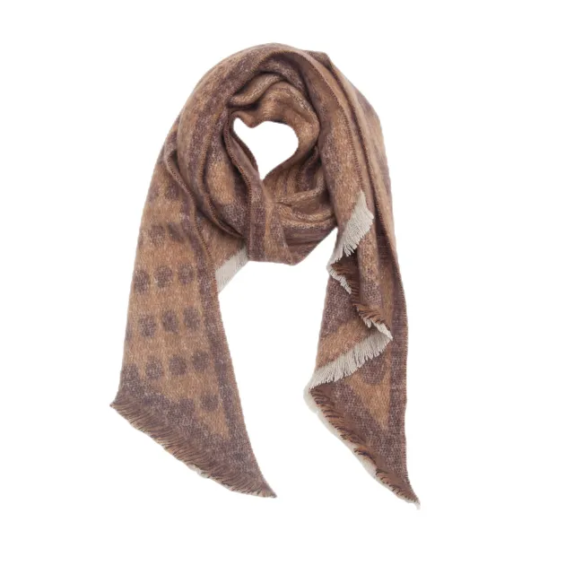 Autumn And Winter Shawl Women's Neck Warmer European And American Circle Yarn Thickened Jacquard Dot Bevel Scarf 5 Coffee - Shop at LoveMi