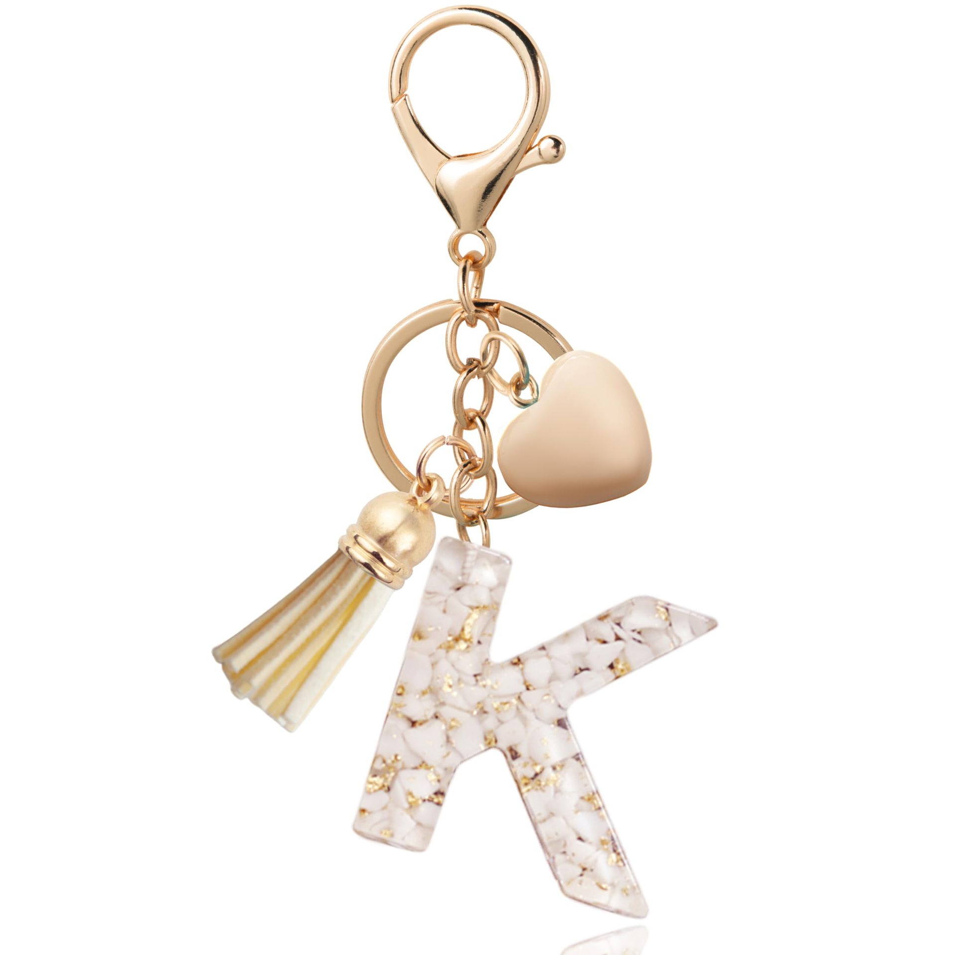 Fashionable Personalized Heart-shaped Pendant With White Shell Fragments Lettering And Tassel