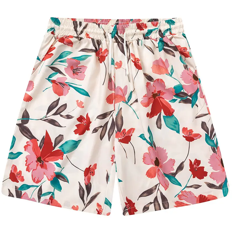 Men S Casual Beach Shorts With All Over Floral Print