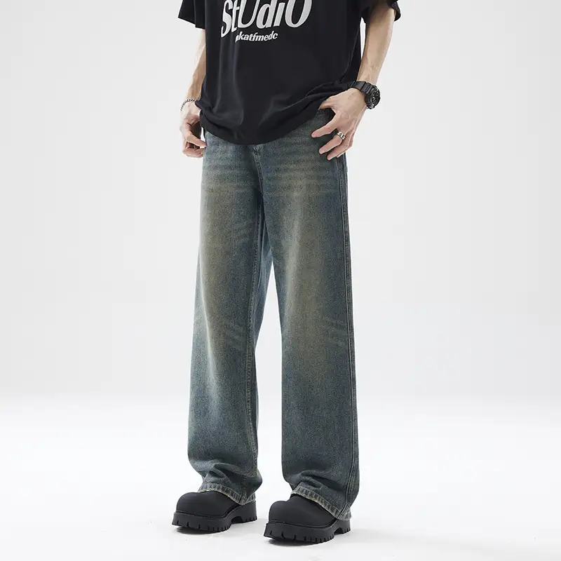 Washed Distressed Loose Jeans For Men