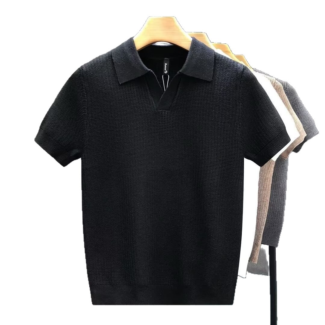 Stylish Slim-Fit Short-Sleeve Lapel Knitted Base Layer Shirt