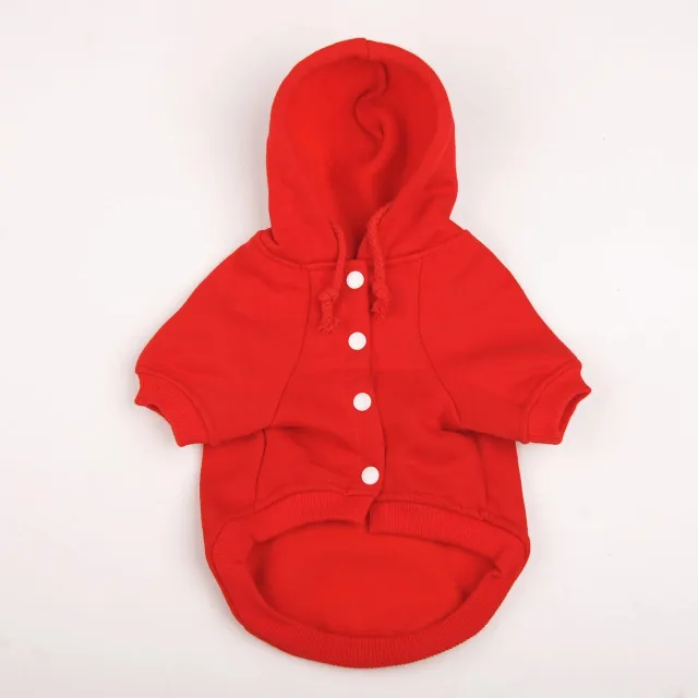 Autumn And Winter Pet Clothes With Coat And Cap Hoodies Red - Shop at LoveMi