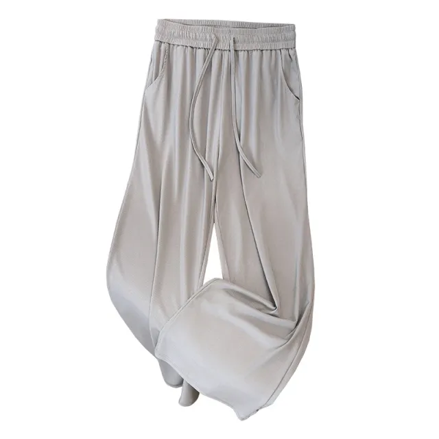 Women's Thin Summer High Waist Skinny Pants Loose Ice Silk Trousers Gray - Shop at LoveMi