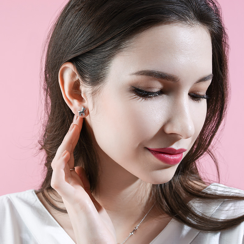 Asymmetrical Puppy Bone Stud Earrings Niche Versatile Ear Jewelry Perfect For Students