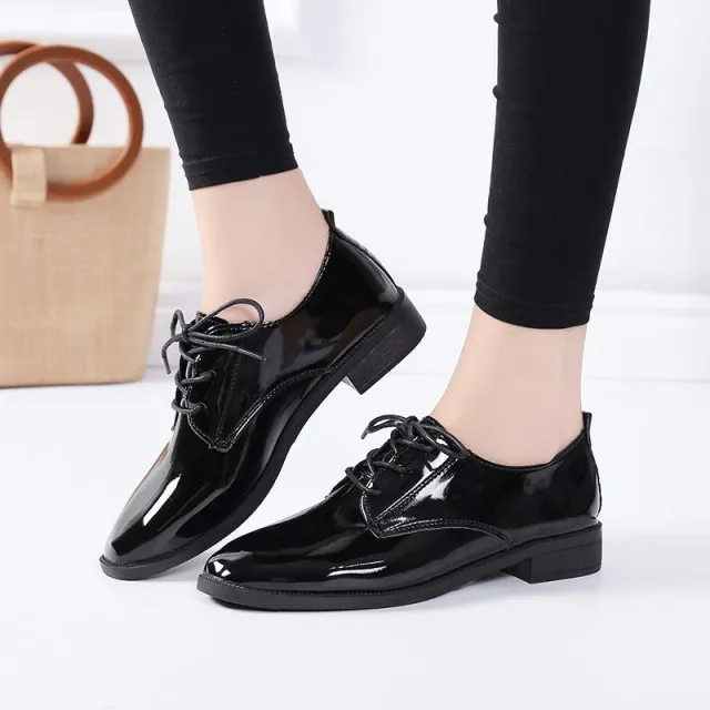 Women's All match Flat Low Heel Vintage Leather Shoes Black - Shop at LoveMi