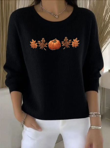 Womens Fashion 3D Digital-Print Crew-Neck Long-Sleeve Top