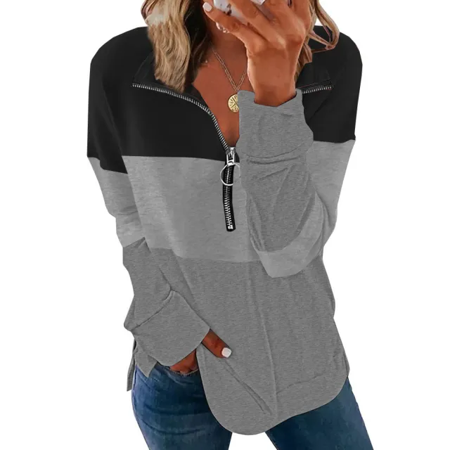 Color Matching Long sleeved Sweater Women's Loose All match Leopard Print Black - Shop at LoveMi