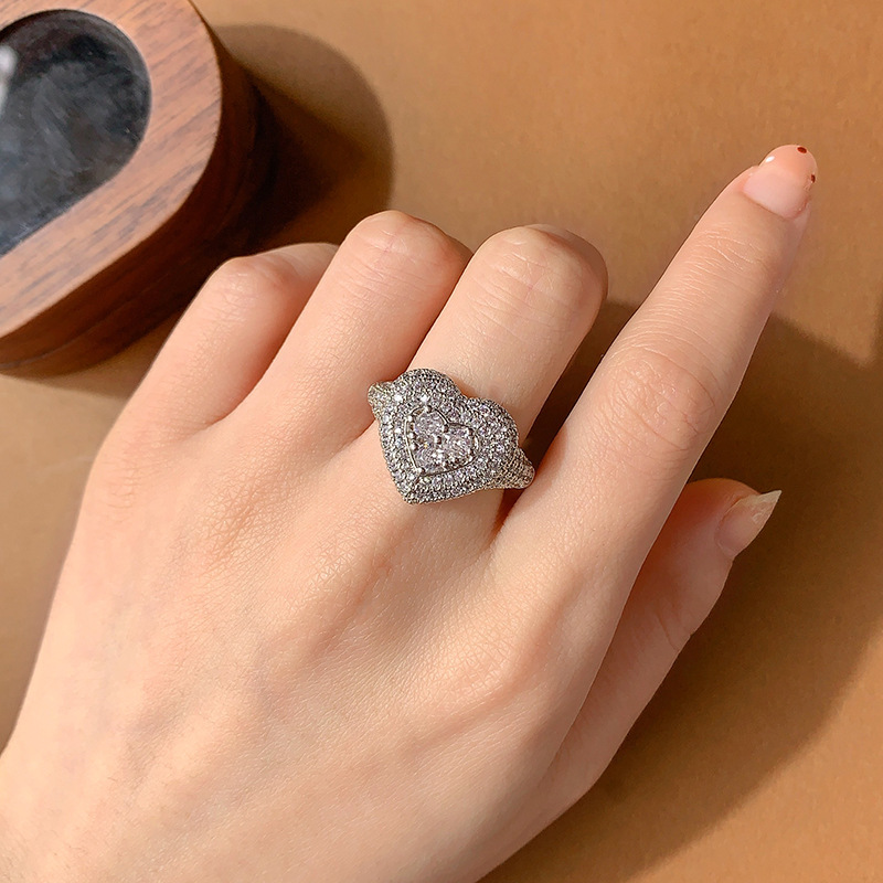 Special-interest Design Luxury Micro Inlaid Zircon Cuban Ring
