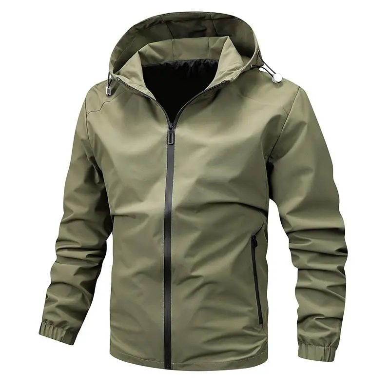 Mens Casual Solid-color Hooded Jacket