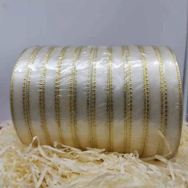 Double Gold Edge Satin Ribbon Gift Package Ribbon Decorative Band Korean Style Handicraft DIY Material Ribbon Yellow - Shop at LoveMi