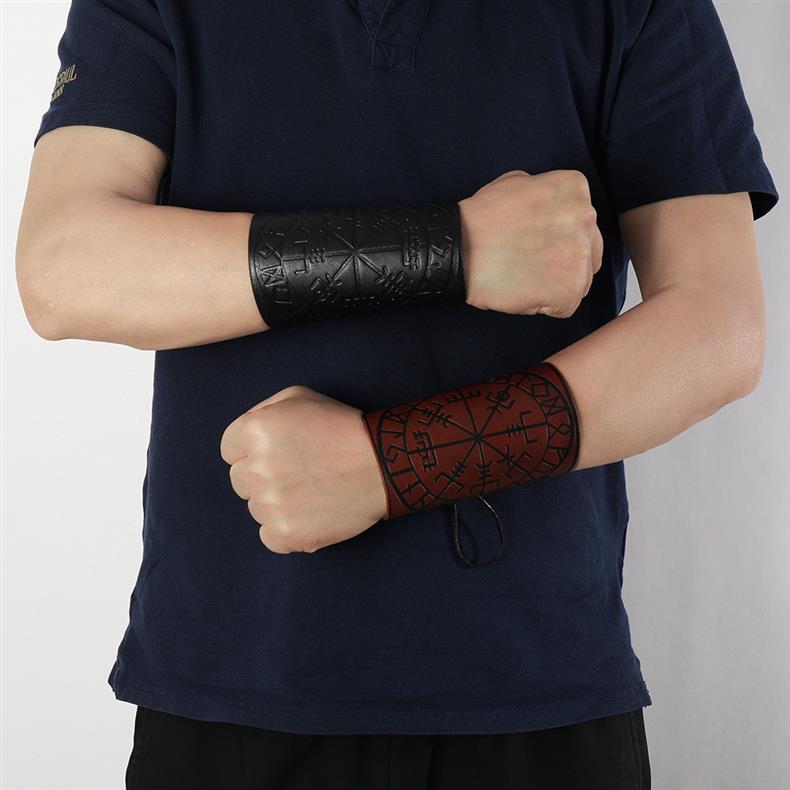 Title 4, Leather Arm Guard Retro Nordic Viking Totem Pun...