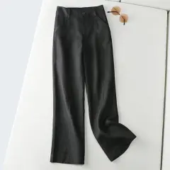 Summer Cotton Linen Wide Leg Pants Loose Women's Wear Drape - Black - View 1