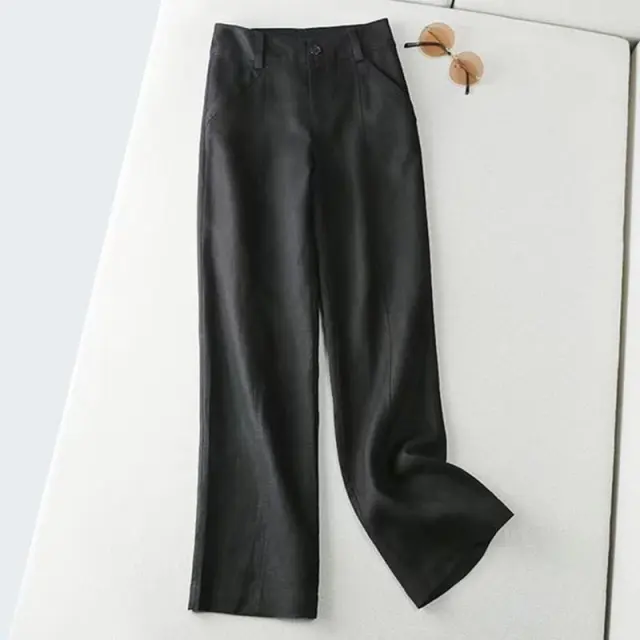 Summer Cotton Linen Wide Leg Pants Loose Women's Wear Drape Black - Shop at LoveMi