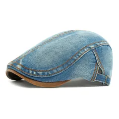 Washed Denim Hat Korean Fashion Women's Fashion Beret - Medium Blue - View 1