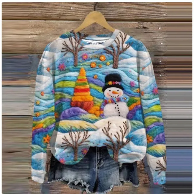 Autumn And Winter Ladies Funny Print Christmas Holiday Casual Sweatshirt W303 4Xl - Shop at LoveMi