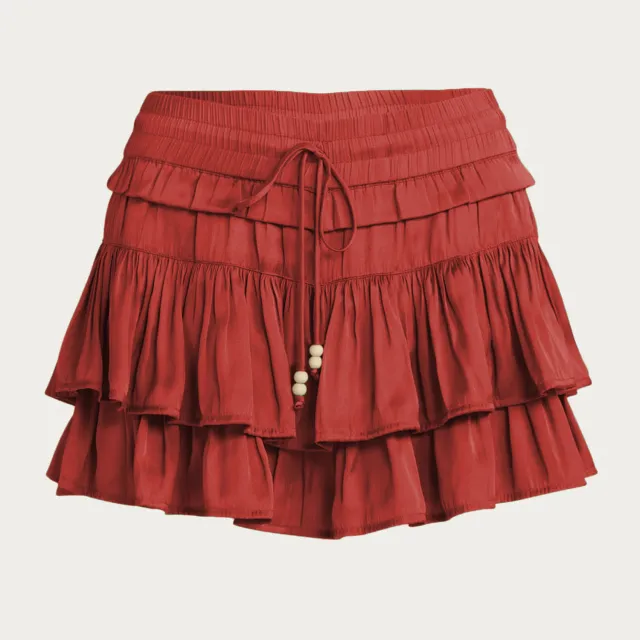 New High waisted Liner Shorts With A Drawstring Skirt trousers Design Orange - Shop at LoveMi