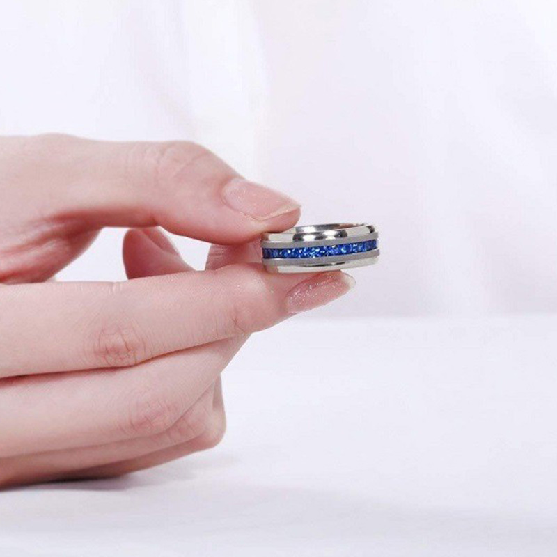 Stylish All-diamond Pure Titanium Couple Rings