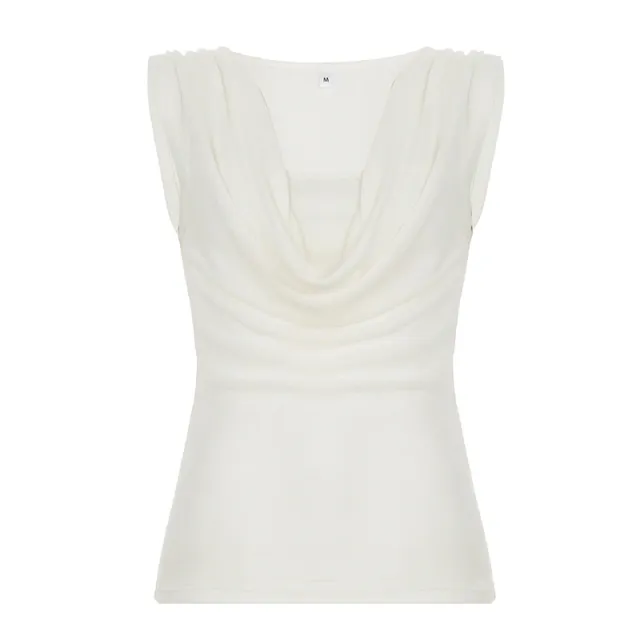 Fake Two piece Swing Collar Shoulder Vest White - Shop at LoveMi