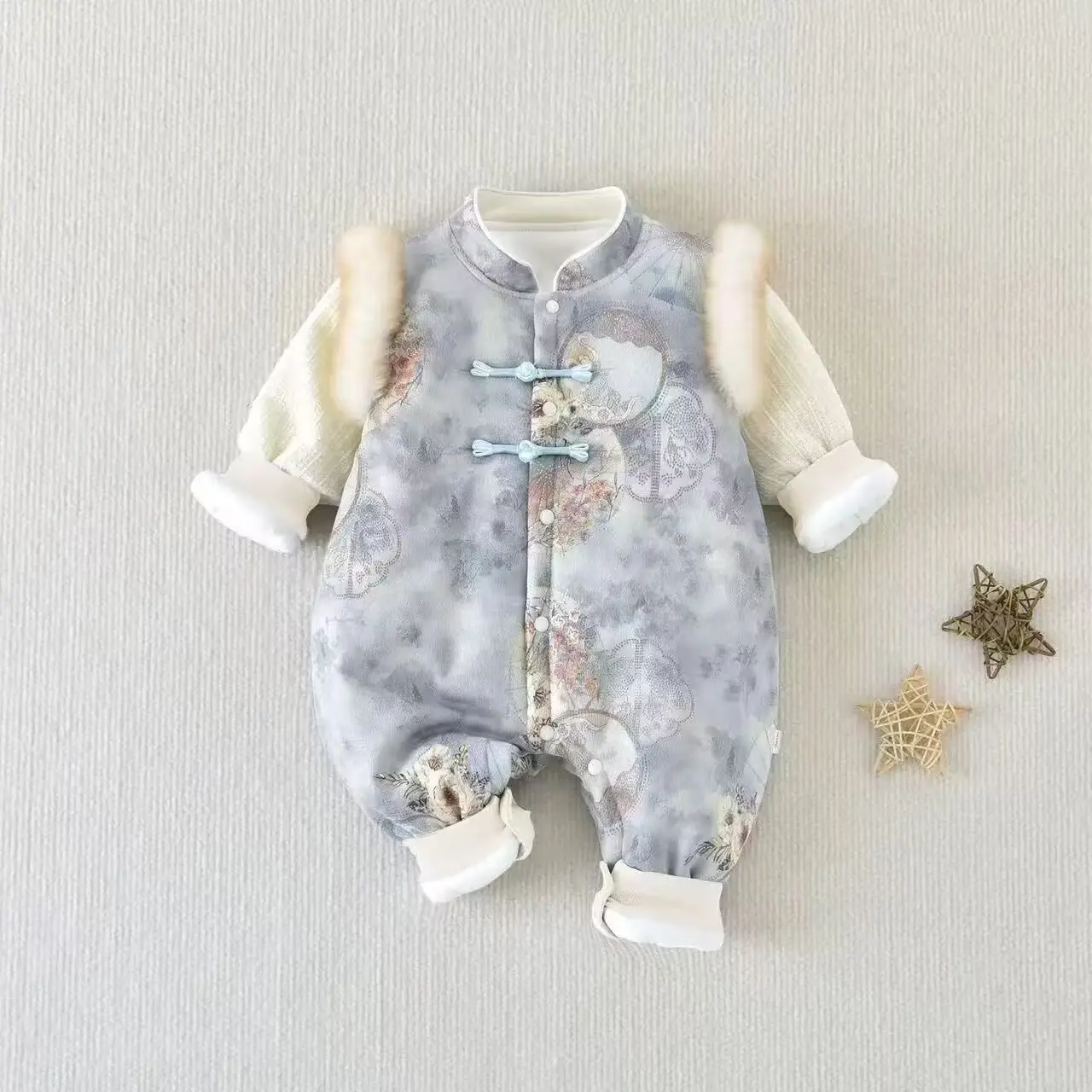 Fleece-lined Extra-thick Childrens Outdoor Cotton Jumpsuit