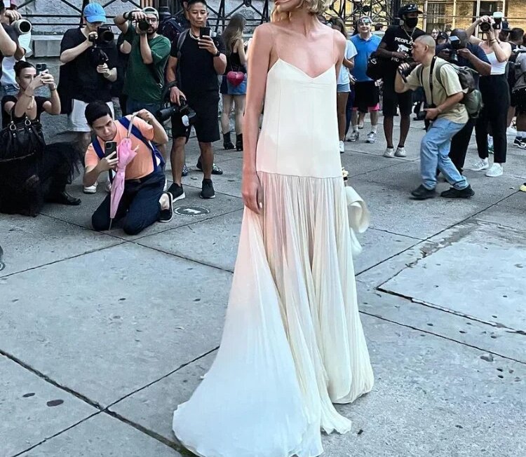 Pleated French Vacation Style Dress Apricot Sling Dress - Shop at LoveMi