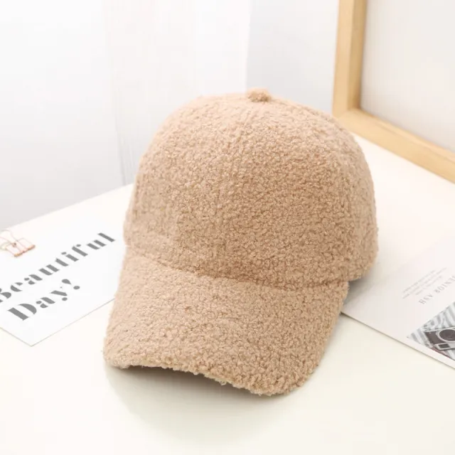 Korean Style Solid Color Light Board Lambswool Baseball Cap For Women Khaki - Shop at LoveMi