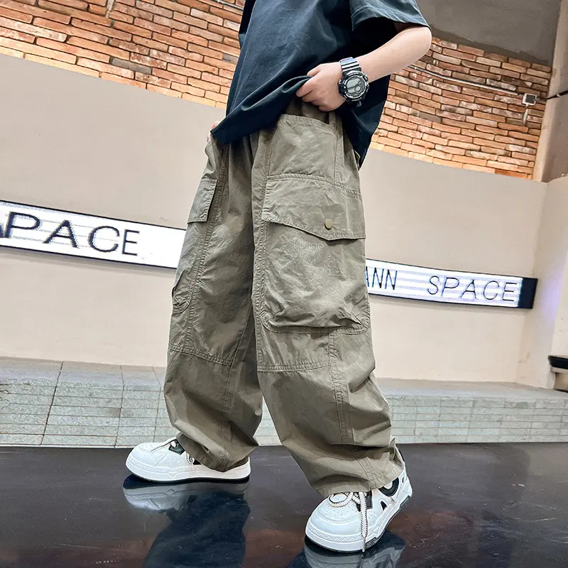 Loose Children's Spring Clothes Pu Handsome Pants