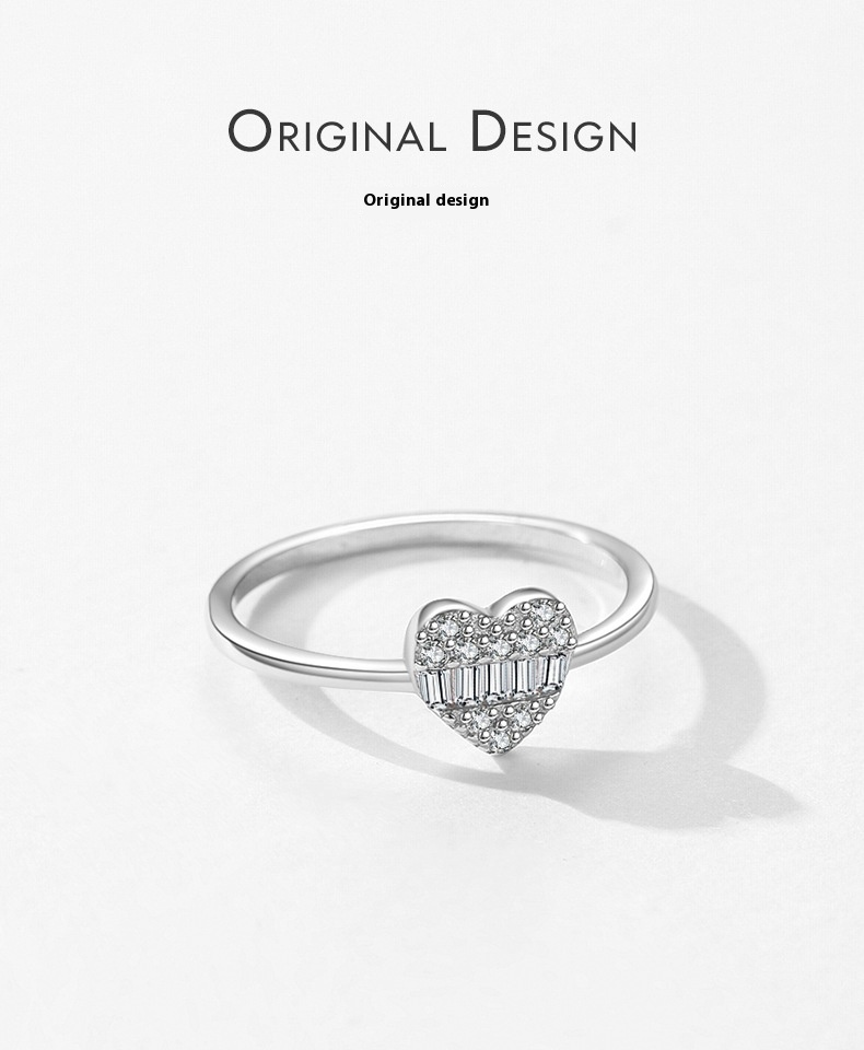 Women's S925 Sterling Silver Light Extravagant Love Heart Ring