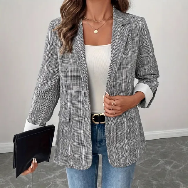 European And American New Elegant Plaid Suit Coat Mixed Color - Shop at LoveMi