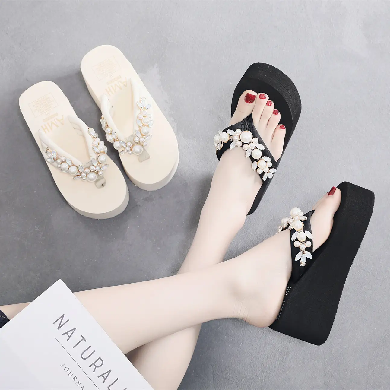 High-heeled Flip-flops Women's Summer