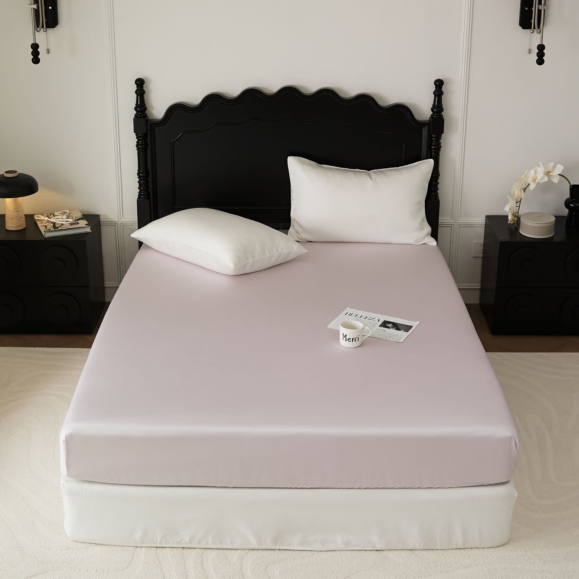 Cooling Solid-color Pillowcase Single Bed Sheet And Fitted Sheet