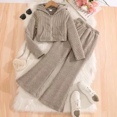 Autumn And Winter New Knit Ribbed Long-sleeve Hooded Zip-up Sweater - Grey - View 1