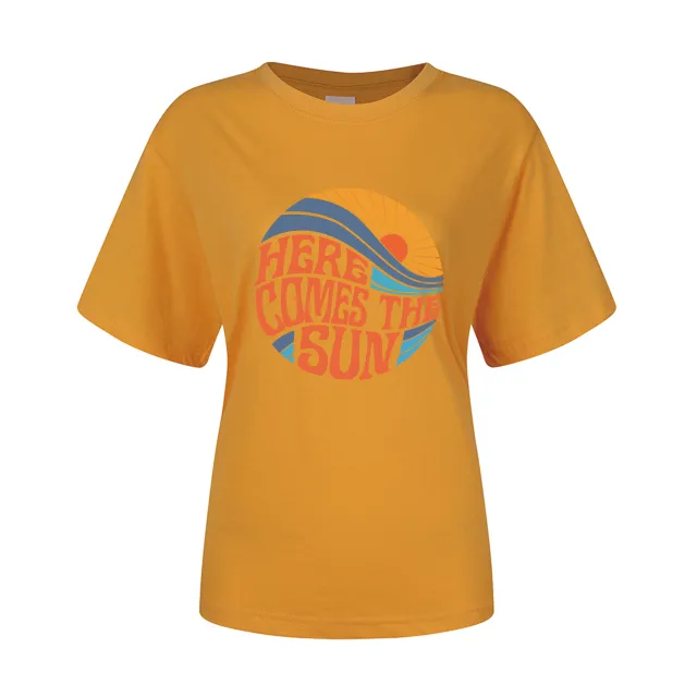 Printed Men's And Women's Loose Short sleeved T shirt Golden Yellow - Shop at LoveMi