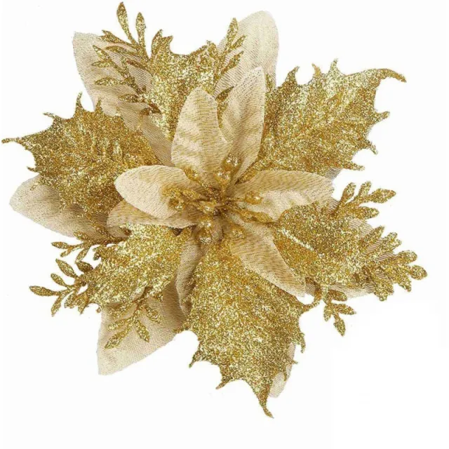 14cm Gold Powder Christmas Decorative Artificial Flower Gold - Shop at LoveMi