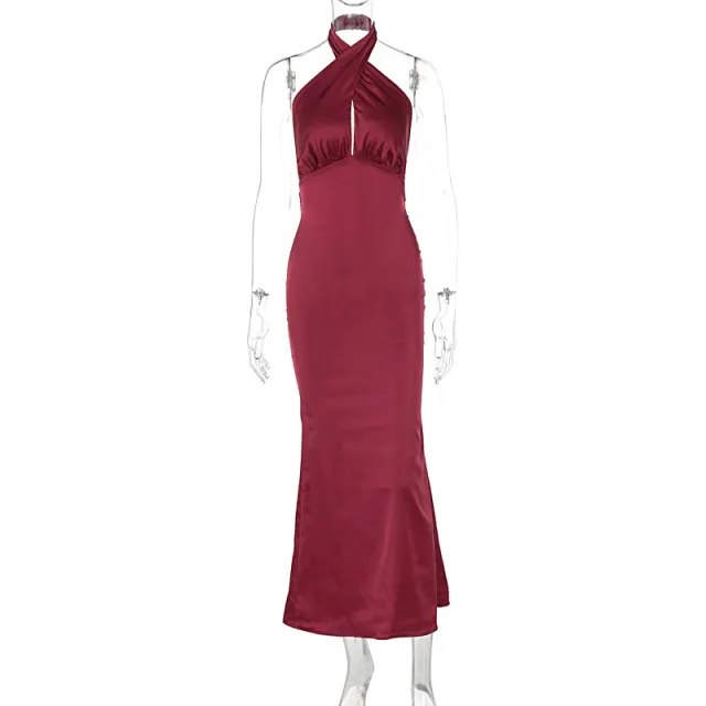 Summer Fashion Elegant Backless Sleeveless Dress Wine Red - Shop at LoveMi