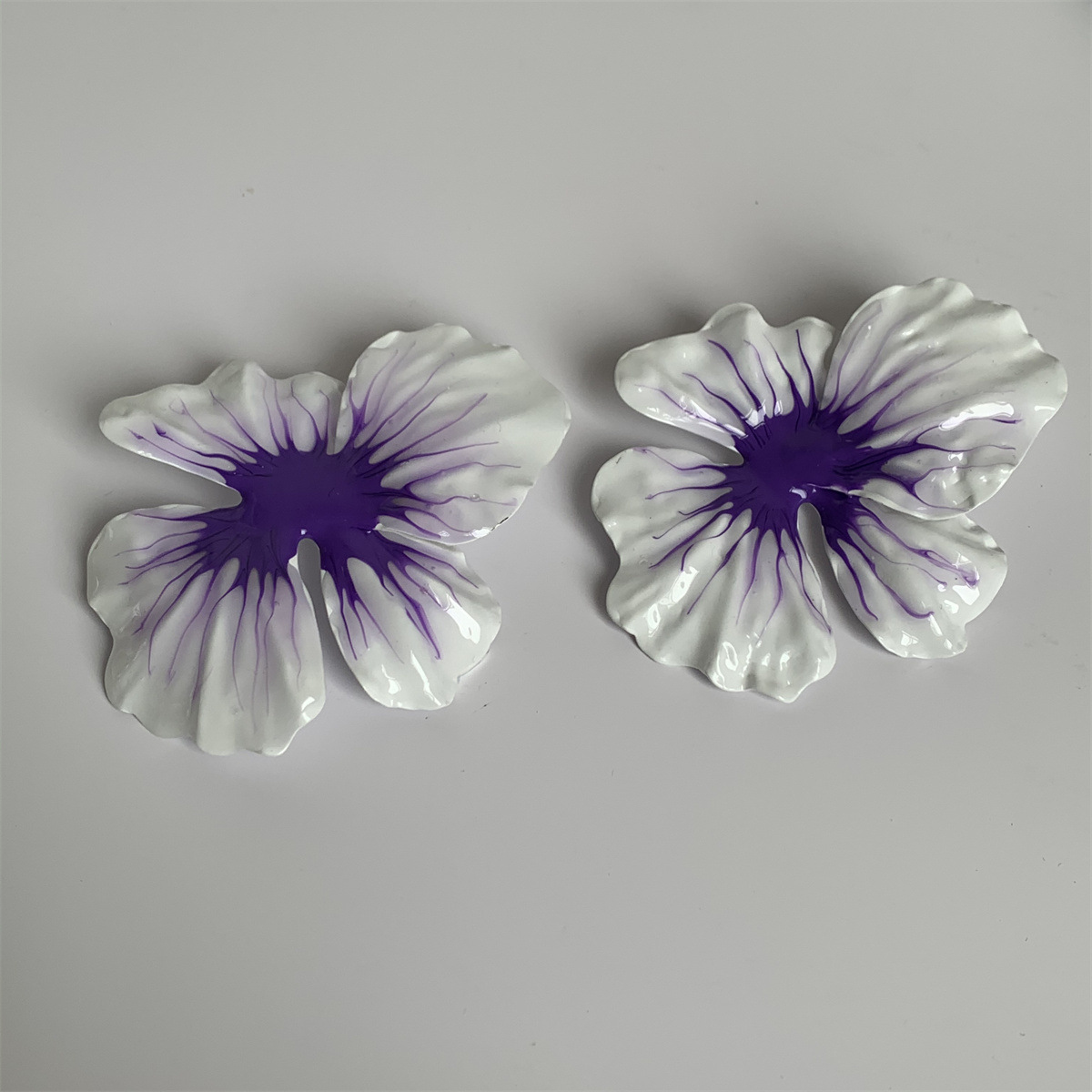 Fashion Multicolor Drop Oil Spray Paint Large Flower Earrings