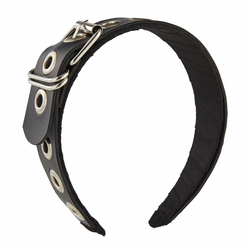 Punk Handcrafted PU Leather Headband With Goth Subculture Hardware