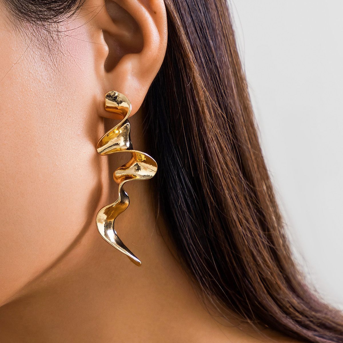 Dramatic Irregular Metal Earrings For Women