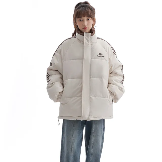 Loose Thick Couple Bread Suit Slim fitting Cotton padded Jacket Beige - Shop at LoveMi