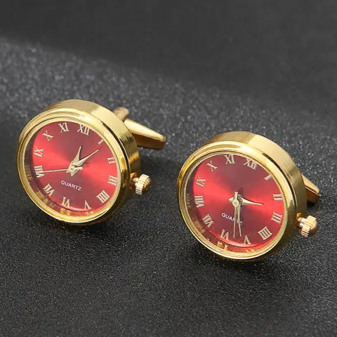 Men's Light Luxury Clock Cufflinks Fashion French Rotatable Golden