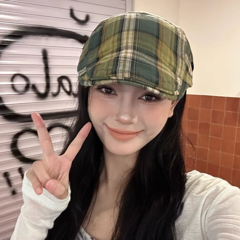 New Cotton Plaid Adjustable Forward Cap