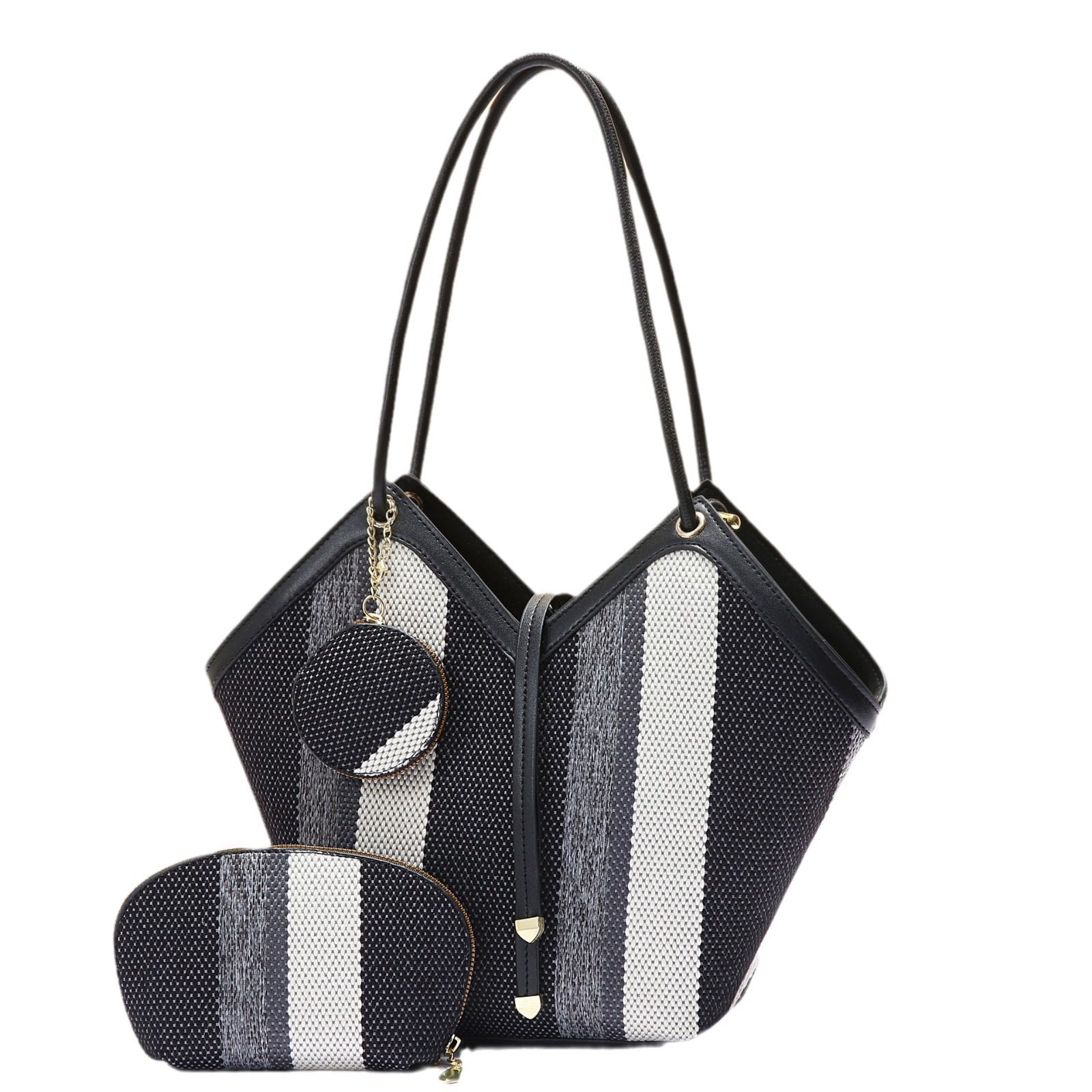 Stylish High-capacity Tote Bag With A Trendy Color-block Design