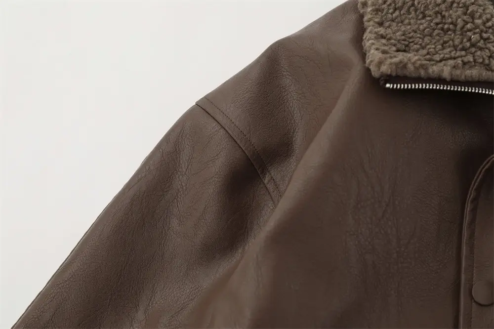 American Retro Autumn And Winter Men's Wear Loose And Warm PU Leather Jacket