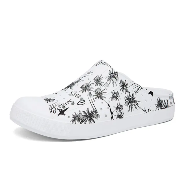 Beach Hole Shoes Color Printing Half Slippers 5705 Coconut Tree 43 - Shop at LoveMi